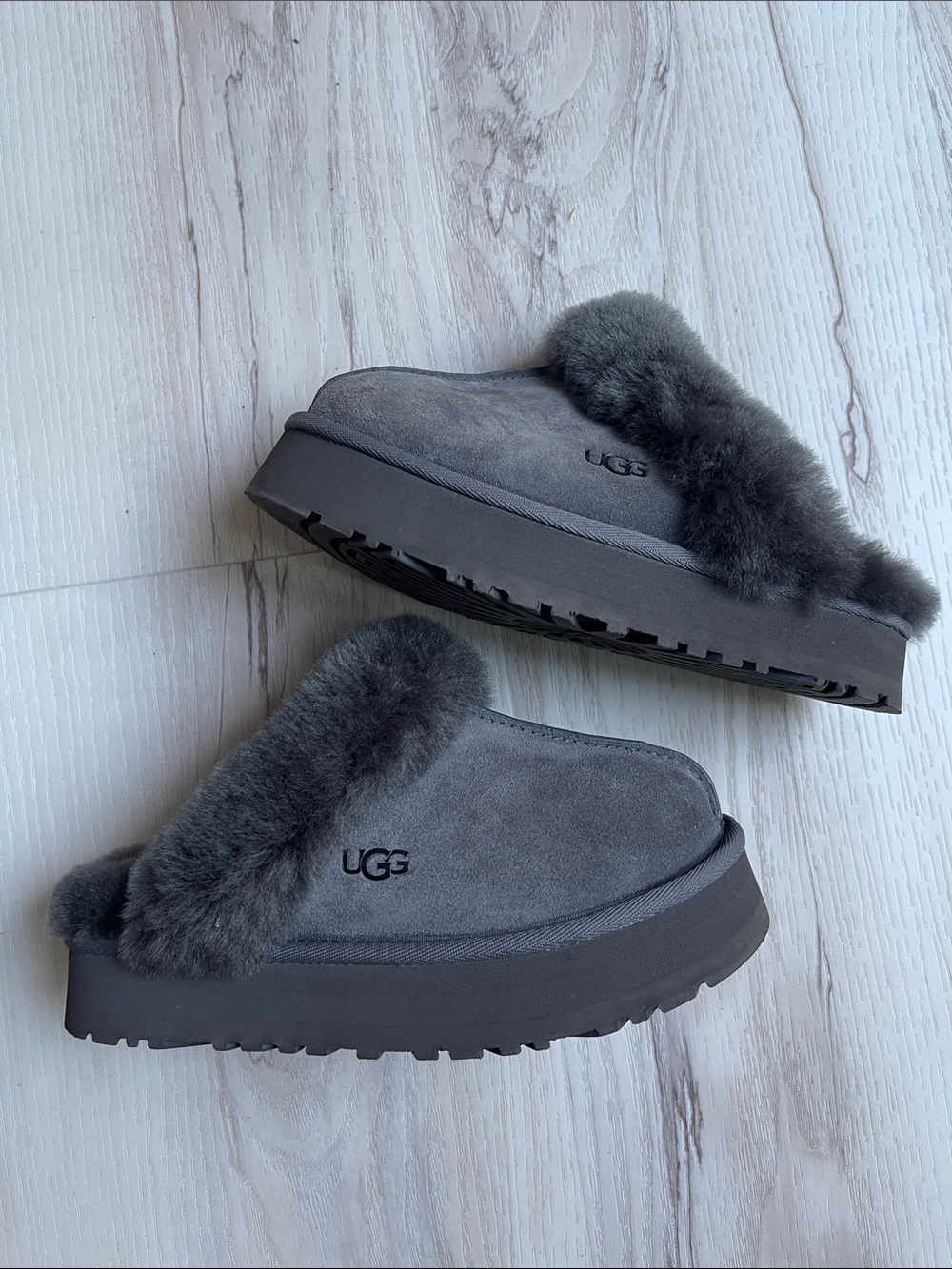 UGG Women's Charcoal Gray Shearling Slip-On Clog